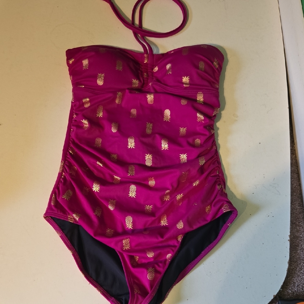 Boden Fuchsia and Gold Pineapple Swimsuit